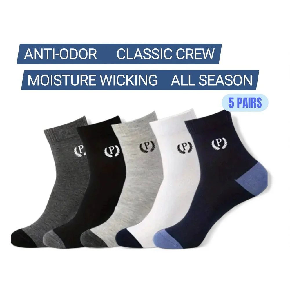 High Quality Anti-Odor All Season Ankle Socks One Size Work Casual 5 Pack‎